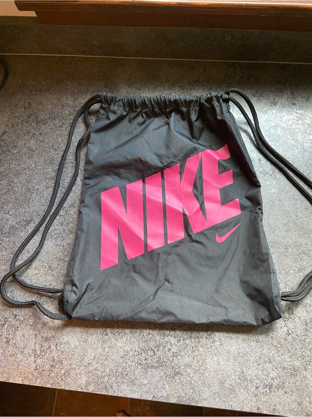 Nike Black Drawstring Pouch with White Care Tag
